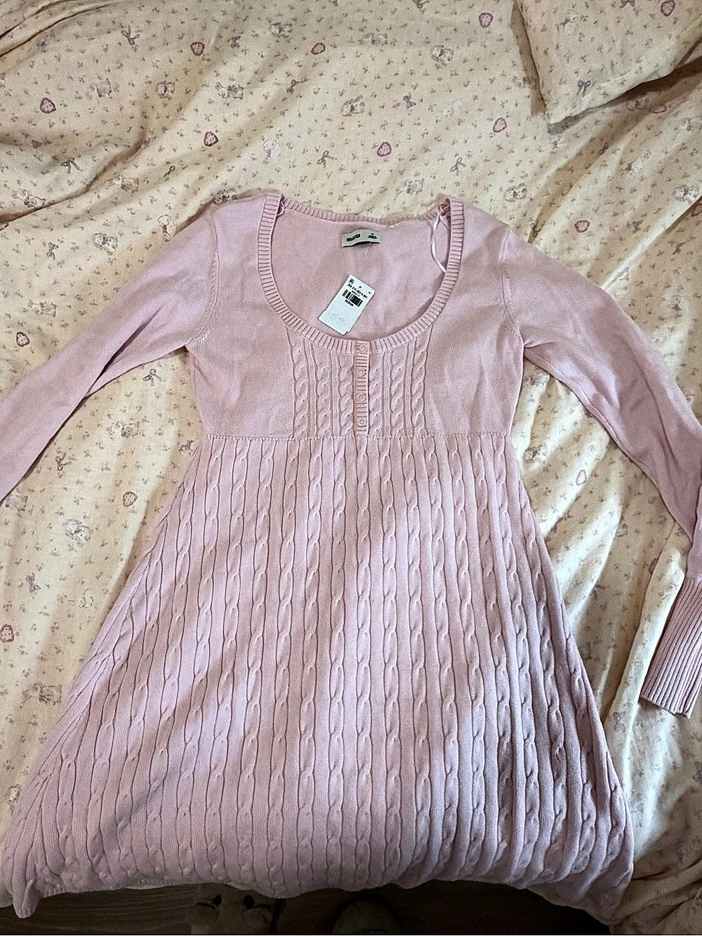 Hollister Babydoll Sweater Mini Dress Pink Size Medium